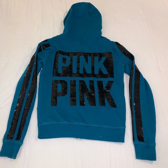 4/$25♦️PINK Victoria Secret Turquoise Zip hoodie - Picture 1 of 5